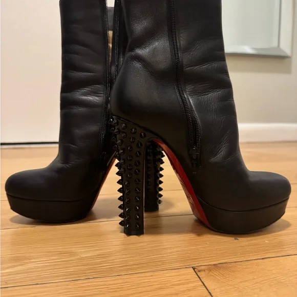Christian Louboutin Black Spiked Heel Boots - Picture 2 of 5